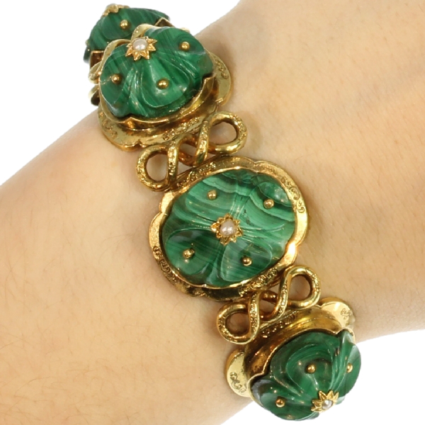 Russian malachite articulated bracelet